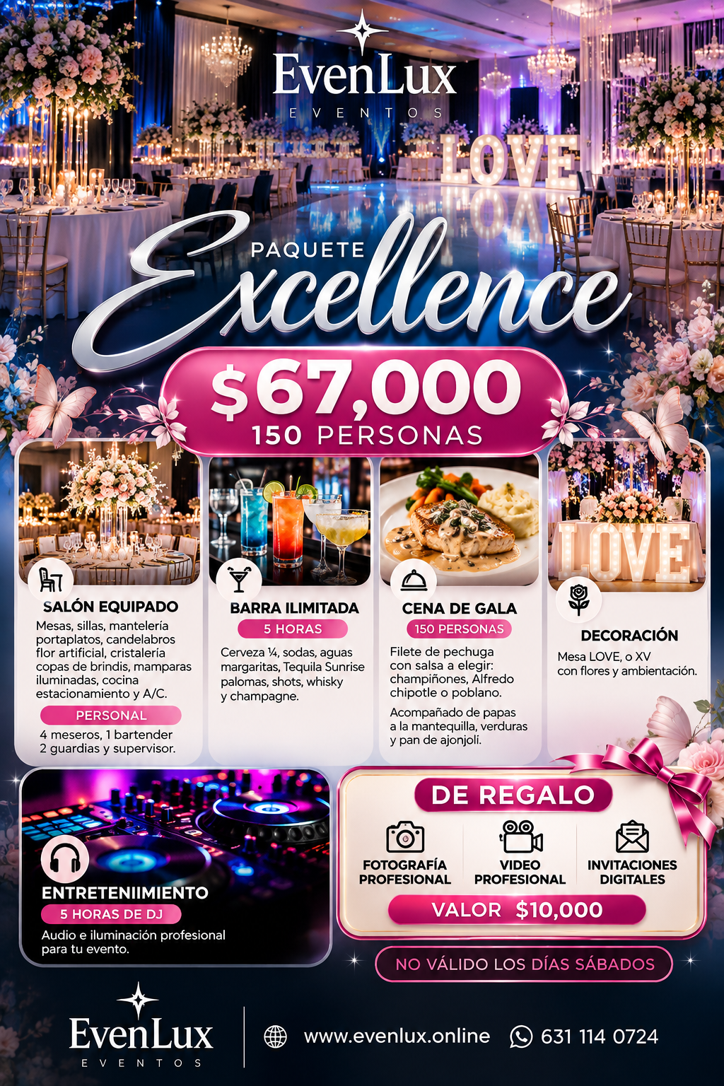 Paquete Excellence Evenlux Salón La Cueva Nogales Sonora