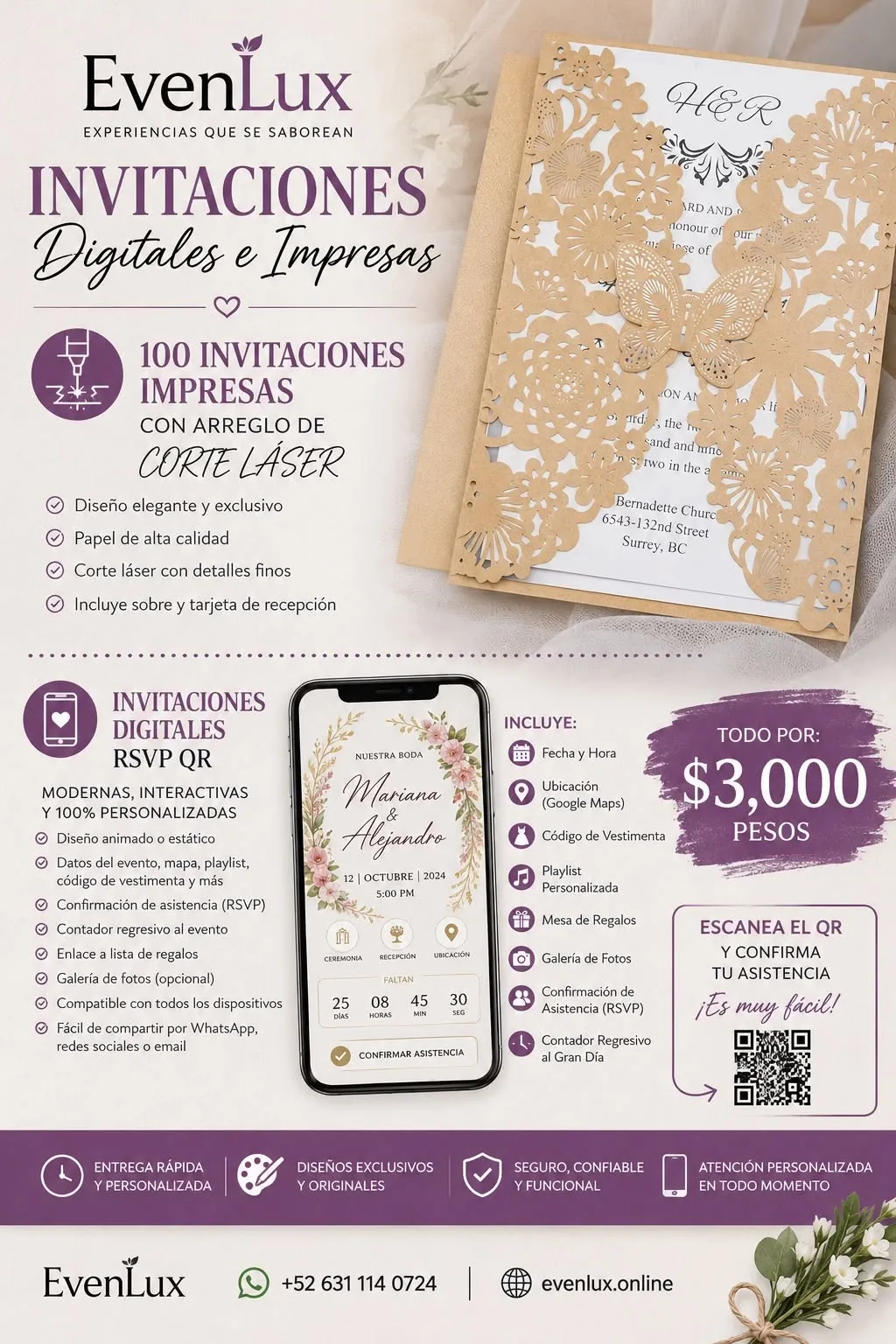 Invitaciones digitales e impresas Evenlux